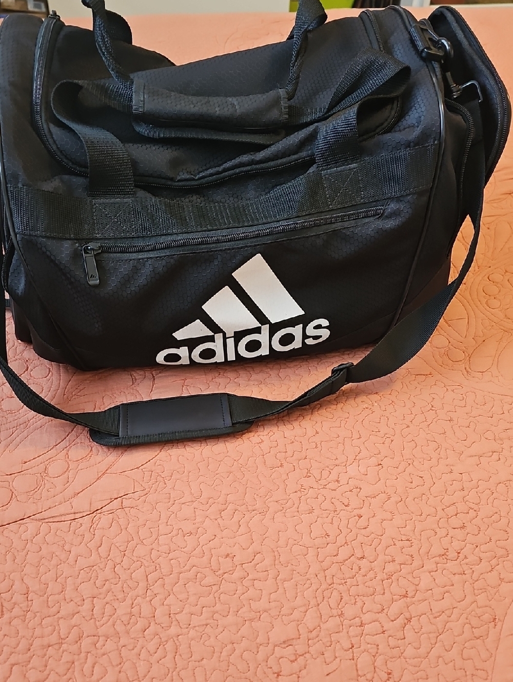 adidas Black Duffel Bag with White Logo